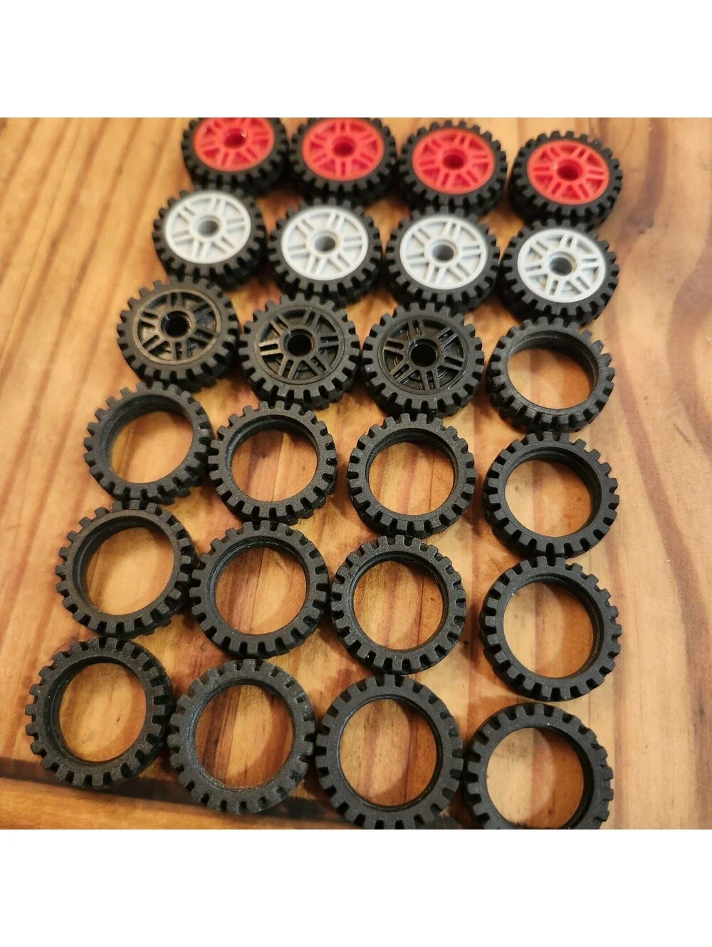 Lego Wheels 24 Tires Offset Center Band 24x7, 11 Rims 18x8 13971 61254 Red Gray